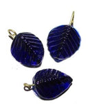 Glass Leaf Charms, Sold by 10/Pcs. Pkg.