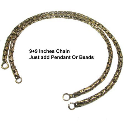Size: 3mm, 9+9 Inches 2 chain with both side loop, Add double loop Pendants, clasps, beads etc for Making Jewellery