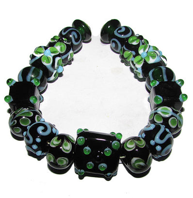 Handmade Lampworked Bead Set Sold Per set, Size about 12-16mm length 14~ 18 Centimeter