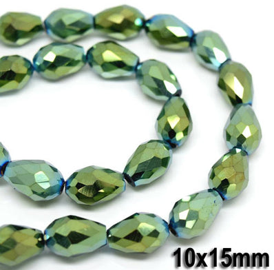 10x15mm, about 27 beads, 16" Line Crystal Metallic Drop Beads