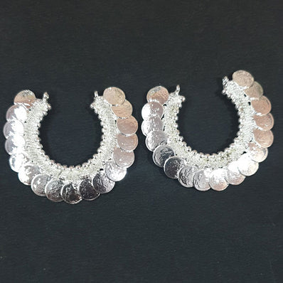 50mm, Sniny Silver Plated Chandbali Component  Tribal Fashion Jewellery making Antique Finish Chandelier Earring Components