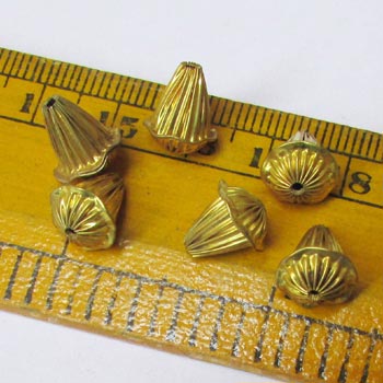 10 Pcs Pkg. Brass Material Brass plated Hollow Metal Beads, Size Sacle