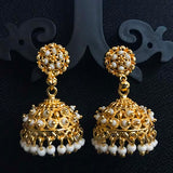 White Beads High Quality Indian Made Big Size Oxidized Jhumka Earring Sold by per Pair Pack