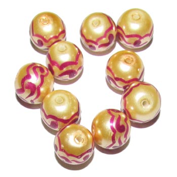 Size  12mm ,Handmade Ethnic Indian trade hand brushed painted beads. fast beads, Sold by 10 Pcs./Pkg.