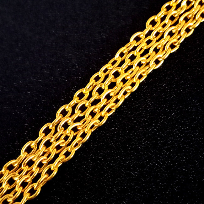3mm, Gold Electro Plated Metal Chain, Sold Per Meter cutting