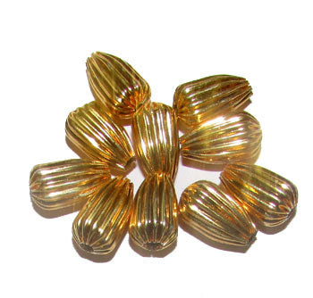 10 Pcs Pkg. Brass Material Brass plated Hollow Metal Beads,