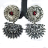 Base Metal Silver Oxidized Fashion Large Size Jewelry Earring Sold Per Pair Pack, Size about 70mm Long