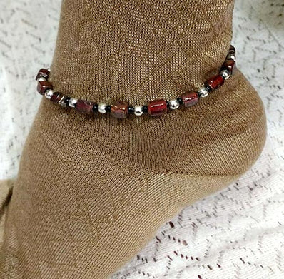 9 Inches + extension chain Metal beaded Anklets, Sold Per Piece