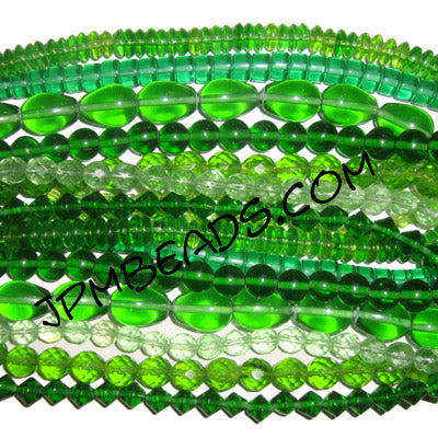 Assorted shapes 16 inch strand (5 line) crystal glass beads