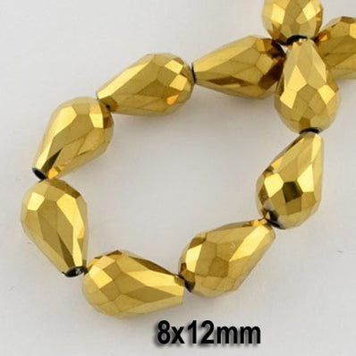 12x8mm, about 60 beads, 26" Line Crystal Metallic Drop Beads