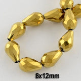 12x8mm, about 60 beads, 26" Line Crystal Metallic Drop Beads