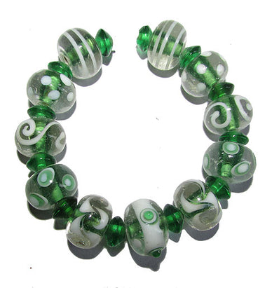 Handmade Lampworked Bead Set Sold Per set, Size about 12-16mm length 14~ 18 Centimeter