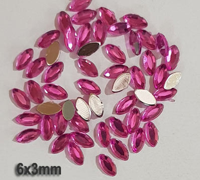 500 Pcs Boat Shape Acrylic Rhinestones Flat Back Approx size shown on images