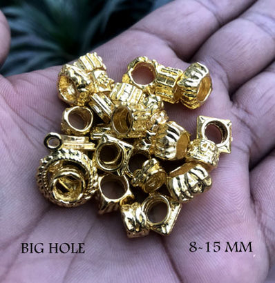 8x15mm Assorted Mix Bright Gold Color Metal beads Sold by 50 Pieces pack