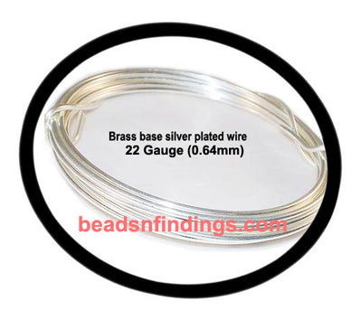 Sold Per Coil, Approx 80 to 100 Grams Wire in a Coil,  Wire thickness may slightly differ due to mechanical handwork  
Silver Plated, Metal Beading Wire 22 gauge (0.64mm)