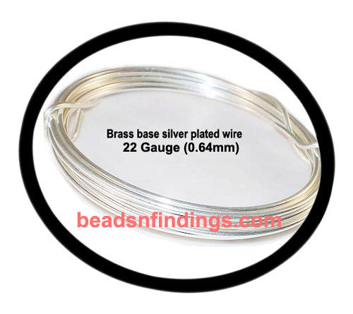 Sold Per Coil, Approx 80 to 100 Grams Wire in a Coil,  Wire thickness may slightly differ due to mechanical handwork  
Silver Plated, Metal Beading Wire 22 gauge (0.64mm)