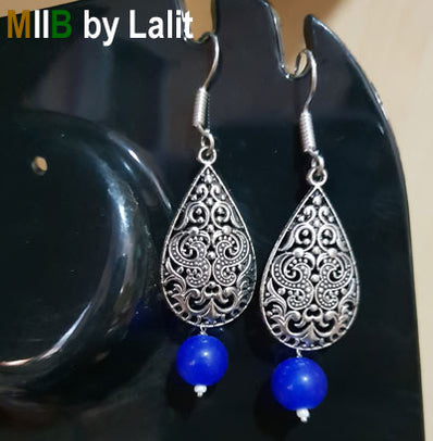 Artistic Handmade Designer Earrings ,Oxidized and stone inlay, Sold Per Pair