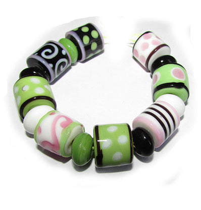 Handmade Lampworked Bead Set Sold Per set, Size about 12-16mm length 14~ 18 Centimeter
