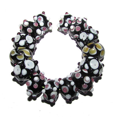 Handmade Lampworked Bead Set Sold Per set, Size about 12-16mm length 14~ 18 Centimeter