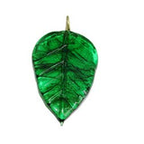 Glass Leaf Charms, Sold by 10/Pcs. Pkg.