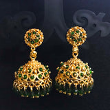 Dark Green Beads High Quality Indian Made Big Size Oxidized Jhumka Earring Sold by per Pair Pack