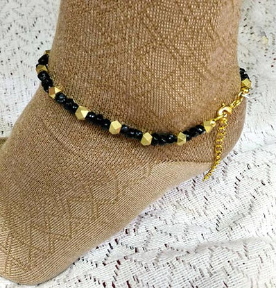 9 Inches + extension chain Metal beaded Anklets, Sold Per Piece
