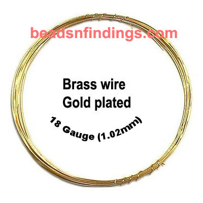 Sold Per Coil, Approx 80 to 100 Grams Wire in a Coil,  Wire thickness may slightly differ due to mechanical handwork   
Brass Metal Beading Wire, Brass Plated 18 Gauge (1.02mm)