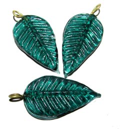 Glass Leaf Charms, Sold by 10/Pcs. Pkg.