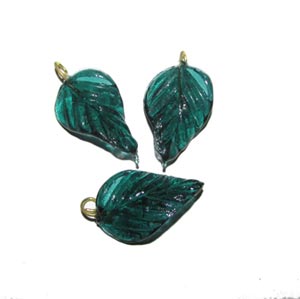 Glass Leaf Charms, Sold by 10/Pcs. Pkg.