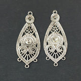 2 PAIR PACK' 54x22mm, Oxidized Silver Plated Chandbali Component  Tribal Fashion Jewellery making Antique Finish Chandelier Earring Components