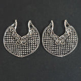 2 PAIR PACK' 42mm, Oxidized Silver Plated Chandbali Component  Tribal Fashion Jewellery making Antique Finish Chandelier Earring Components