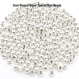 1000 Pcs Pack 3mm, Round Ball Metal Spacer Beads Best for jewellery Making