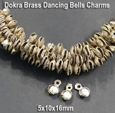 10 Pcs 10mm and 16mm long with loop and thik flaty about 5mm Handicrafted Brass Ghunghroo Also known as Ghunghru or Ghungur, now using in Jewelery making also