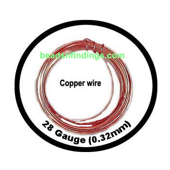 Sold Per Coil, Approx 80 to 100 Grams Wire in a Coil,  Wire thickness may slightly differ due to mechanical handwork  
Copper Plated on Brass Wire  Size 28 Gauge (0.32mm)