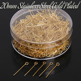 50 Grams Pack, Approx 000~000 Pcs in a Pack 20mm Small Size Stainless steel eye pin (Loop pin) in 23 Gauge wire for