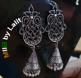 Artistic Handmade Designer Earrings ,Oxidized and stone inlay, Sold Per Pair