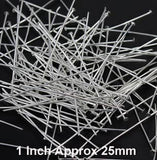Silver Color, Head Pins, Size 1" Long, Sold Per Pack of 50 Grams, About 500 to 530 Pcs