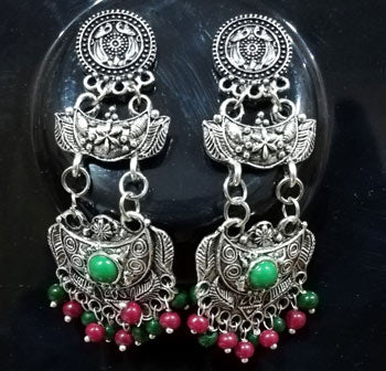 Afghan earring, Silver oxidized plated, Sold By Per Pair