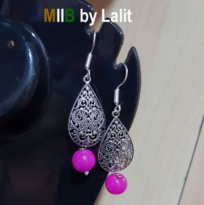 Artistic Handmade Designer Earrings ,Oxidized and stone inlay, Sold Per Pair
