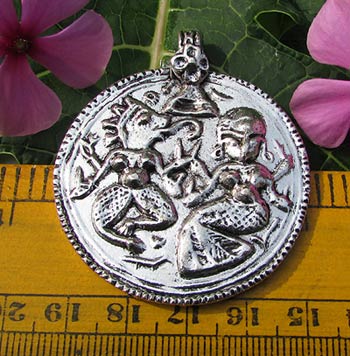 Beautiful silver And gold temple pendant Size Scale