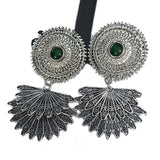 Base Metal Silver Oxidized Fashion Large Size Jewelry Earring Sold Per Pair Pack, Size about 70mm Long