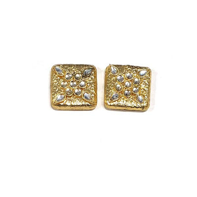 4 Pcs Pack High Qualtiy 24mm,  Metal Beads Gold Plated Fine Art Kundan Stone Inlay, kundan bead for jewellery making