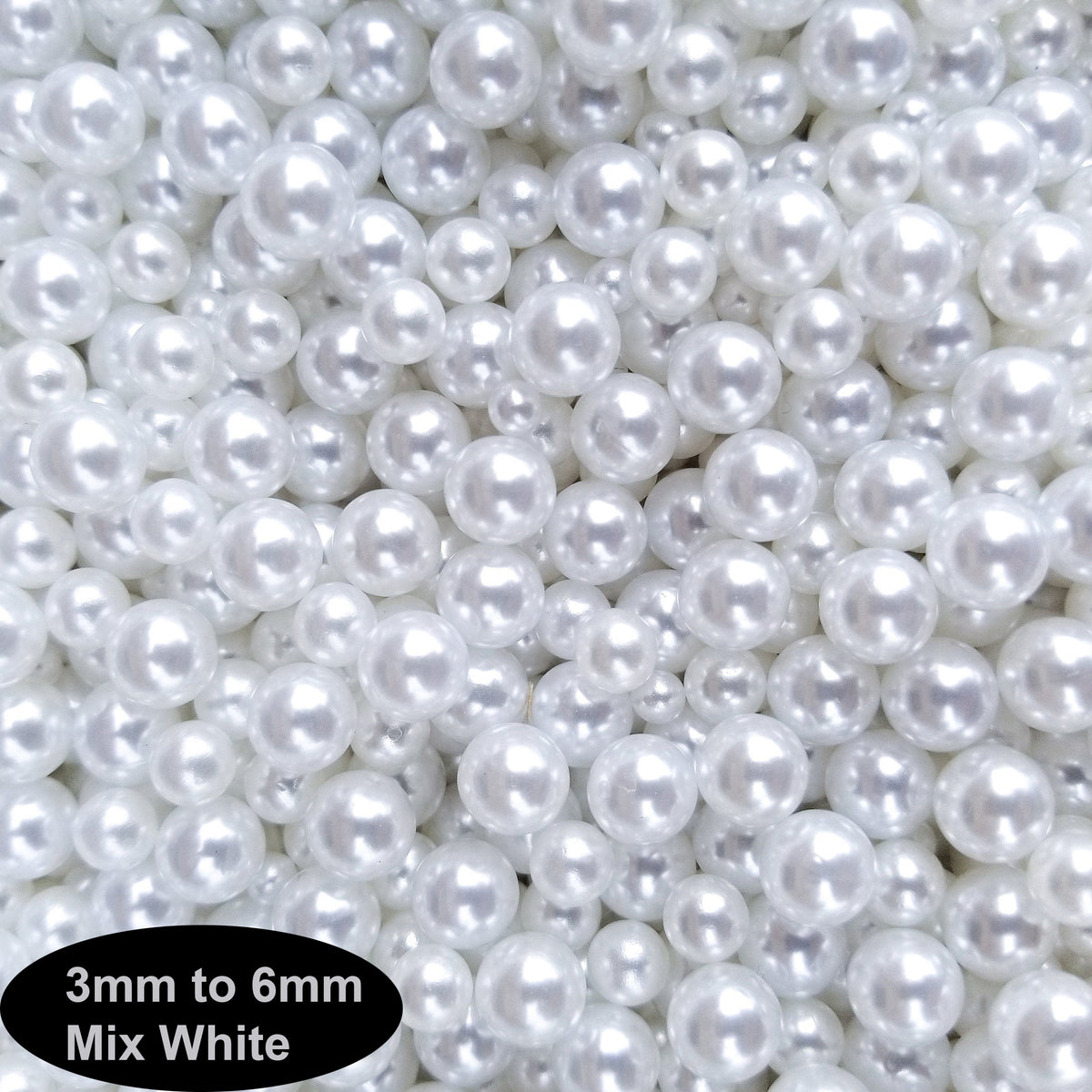 3 to 6 mm White Color High Quality Acrylic Pearl flux Beads for Jewelry and Craft,sold by 50 gram Pack For Bulk quantity order Get special Rate