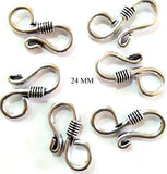 10 Pieces pack S Hooks and Clasps' 24 MM Silver Oxidised