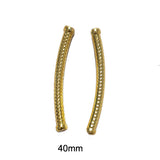 Per Pair  (2 Pcs) 40mm Long Metal Arch Pipe Beads Shiny Gold for Jewelry making Finding Beads