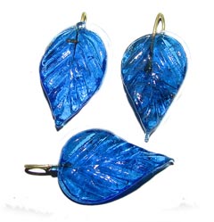 Glass Leaf Charms, Sold by 10/Pcs. Pkg.