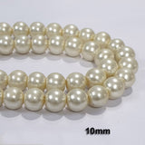 10mm Glass Pearl Bead Sold Per Strand of 16" About 40~41 Beads Cream and off white