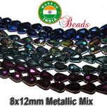 12x8mm, about 60 beads, 26" 10 Lines Mix Crystal Metallic Drop Beads