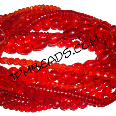 Assorted shapes 16 inch strand (5 line) crystal glass beads