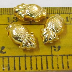 10 Pcs Pkg. Brass Material Micron plated Hollow Metal Beads, Size Sacle